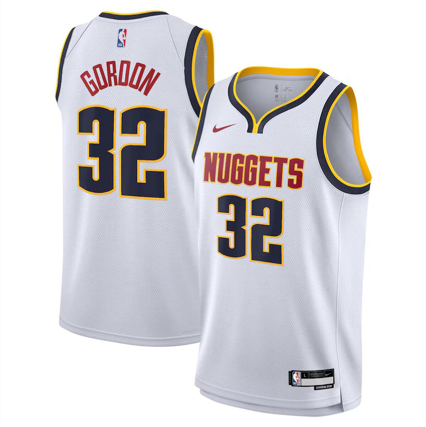 Men's White Denver Nuggets #32 Aaron Gordon 2024 Association Edition Stitched Basketball Jersey